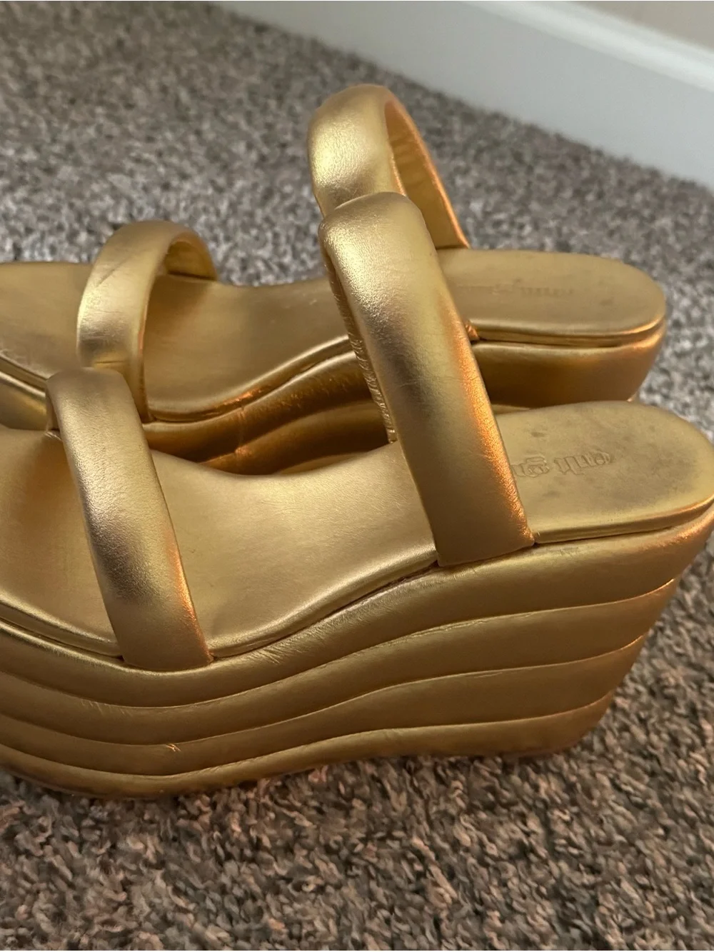 CULT GAIA Gold Platform Wedge Sandals